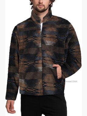 Men's Sherpa Fleece Jacket Winter Coat Fuzzy Zip Up Warm Jackets